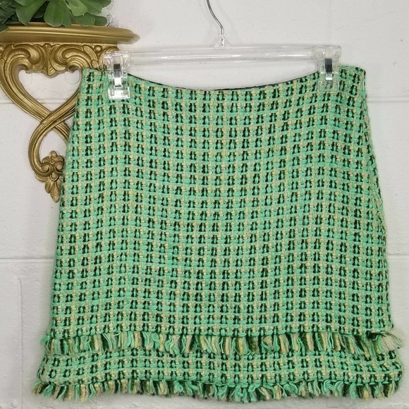 Tibi Tweed Fringe Skirt Pockets 4 - Picture 2 of 11